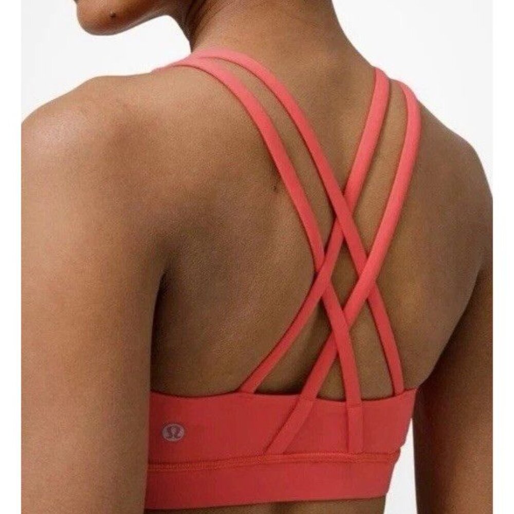 Lululemon Sz 10 Energy Bra Pink Punch Sports Bra Crop Top Athletic Gym Pilates